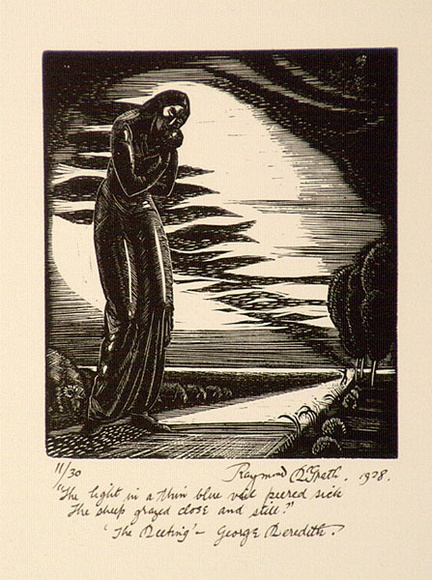 Artist: b'McGrath, Raymond.' | Title: b'The Meeting' | Date: 1928 | Technique: b'wood-engraving, printed in black ink, from one block' Artist: b'McGrath, Raymond.' | Title: b'The Meeting' | Date: 1928 | Technique: b'wood-engraving, printed in black ink, from one block'