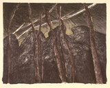 Artist: Trenfield, Wells. | Title: Outside in a storm | Date: 1984 | Technique: lithograph, printed in colour, from two stones