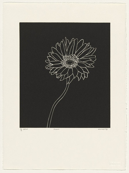 Artist: b'Marshall, John.' | Title: b'Flower' | Date: 1997, August | Technique: b'linocut, printed in brown ink, from one block' Artist: b'Marshall, John.' | Title: b'Flower' | Date: 1997, August | Technique: b'linocut, printed in brown ink, from one block'
