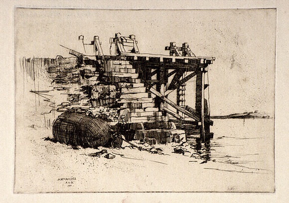 Artist: b'Baldwinson, Arthur.' | Title: b'Stone steps, Port Augusta.' | Date: 1930 | Technique: b'etching and aquatint, printed in dark brown ink with plate-tone, from one copper plate' Artist: b'Baldwinson, Arthur.' | Title: b'Stone steps, Port Augusta.' | Date: 1930 | Technique: b'etching and aquatint, printed in dark brown ink with plate-tone, from one copper plate'