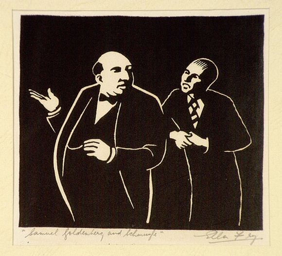 Artist: b'Fry, Ella.' | Title: b'Samuel Goldenberg and Schmuyle.' | Date: 1942 | Technique: b'linocut, printed in black ink, from one block' Artist: b'Fry, Ella.' | Title: b'Samuel Goldenberg and Schmuyle.' | Date: 1942 | Technique: b'linocut, printed in black ink, from one block'