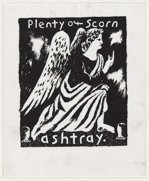 Artist: b'WORSTEAD, Paul' | Title: b'Plenty of scorn' | Date: 1980 | Technique: b'screenprint, printed in black ink, from one stencil' | Copyright: b'This work appears on screen courtesy of the artist' Artist: b'WORSTEAD, Paul' | Title: b'Plenty of scorn' | Date: 1980 | Technique: b'screenprint, printed in black ink, from one stencil' | Copyright: b'This work appears on screen courtesy of the artist'