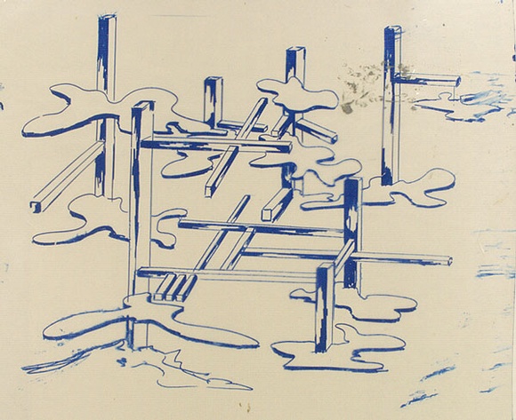 Artist: b'COLEING, Tony' | Title: bDrawing for 'to do with blue' sculpture. | Date: (1975) | Technique: b'screenprint, printed in blue ink, from one stencil' Artist: b'COLEING, Tony' | Title: bDrawing for 'to do with blue' sculpture. | Date: (1975) | Technique: b'screenprint, printed in blue ink, from one stencil'