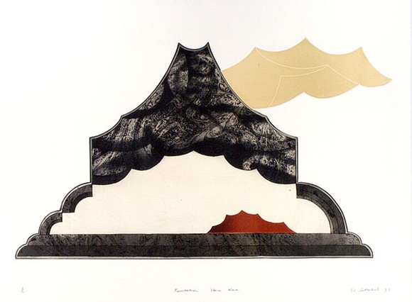 Artist: b'Clutterbuck, Jock.' | Title: b'Presentation stone wave.' | Date: 1973 | Technique: b'etching and aquatint, colour stencil, printed from one magnesium plate' Artist: b'Clutterbuck, Jock.' | Title: b'Presentation stone wave.' | Date: 1973 | Technique: b'etching and aquatint, colour stencil, printed from one magnesium plate'