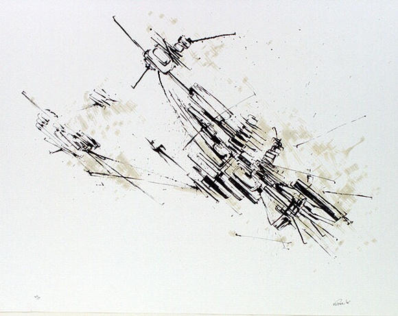 Artist: ROSE, William | Title: (Lithograph in black and tan) | Date: 1968 | Technique: lithograph, printed in colour, from two stones (black and tan inks) | Copyright: This work appears on screen courtesy of the artist and copyright holder