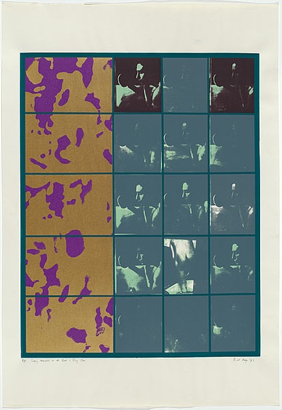 Artist: b'MEYER, Bill' | Title: b'Eating mussels in the bath. Day one' | Date: 1973 | Technique: b'screenprint, printed in colour, from multiple stencils' | Copyright: b'\xc2\xa9 Bill Meyer' Artist: b'MEYER, Bill' | Title: b'Eating mussels in the bath. Day one' | Date: 1973 | Technique: b'screenprint, printed in colour, from multiple stencils' | Copyright: b'\xc2\xa9 Bill Meyer'
