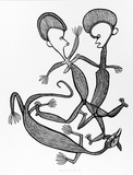 Artist: Akis, Timothy | Title: Tupela kros [A couple fighting]. | Date: 1977 | Technique: photo-screenprint, printed in black ink, from one stencil