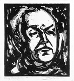 Artist: Taylor, John H. | Title: Harry Rosengrave [1]. | Date: 1973 | Technique: linocut, printed in black and grey  ink, from two blocks