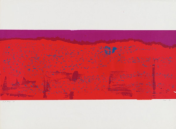 Artist: b'MEYER, Bill' | Title: b'Negev' | Date: 1970 | Technique: b'screenprint, printed in five colours, by reduction block-out process (wax washout)' | Copyright: b'\xc2\xa9 Bill Meyer' Artist: b'MEYER, Bill' | Title: b'Negev' | Date: 1970 | Technique: b'screenprint, printed in five colours, by reduction block-out process (wax washout)' | Copyright: b'\xc2\xa9 Bill Meyer'