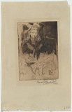 Artist: Nankivell, Frank. | Title: (Young girl sitting with a book) | Date: 1897 | Technique: etching, and aquatint, printed in brown ink with plate-tone, from one copper plate
