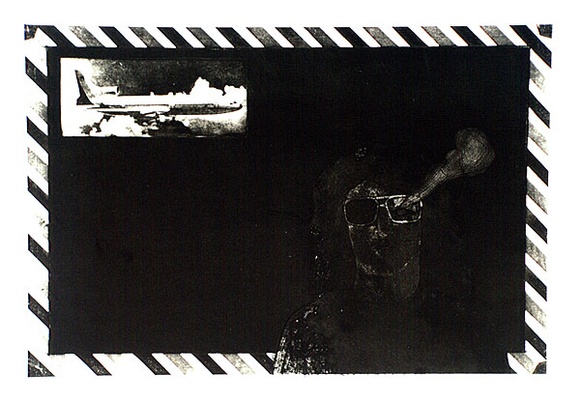 Artist: b'SHOMALY, Alberr' | Title: b'Airmail series 1' | Date: 1973 | Technique: b'etching, aquatint, engraving and drypoint, printed in black ink, from one photo-copper plate' Artist: b'SHOMALY, Alberr' | Title: b'Airmail series 1' | Date: 1973 | Technique: b'etching, aquatint, engraving and drypoint, printed in black ink, from one photo-copper plate'