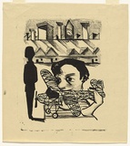 Artist: b'Blackman, Charles.' | Title: b'Boy with model aeroplane.' | Date: 1953 | Technique: b'lithograph, printed in black ink, from one plate'