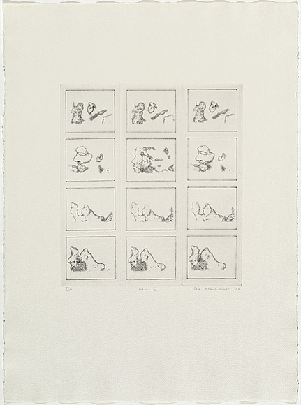 Artist: b'MADDOCK, Bea' | Title: b'Game IV' | Date: 1972 | Technique: b'photo-etching and burnishing, printed in black ink, from three zinc plates' Artist: b'MADDOCK, Bea' | Title: b'Game IV' | Date: 1972 | Technique: b'photo-etching and burnishing, printed in black ink, from three zinc plates'