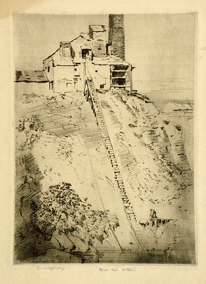 Artist: b'LINDSAY, Lionel' | Title: b'Brick yard, St Peters' | Date: c.1945 | Technique: b'drypoint, printed in black ink with plate-tone, from one plate' | Copyright: b'Courtesy of the National Library of Australia' Artist: b'LINDSAY, Lionel' | Title: b'Brick yard, St Peters' | Date: c.1945 | Technique: b'drypoint, printed in black ink with plate-tone, from one plate' | Copyright: b'Courtesy of the National Library of Australia'