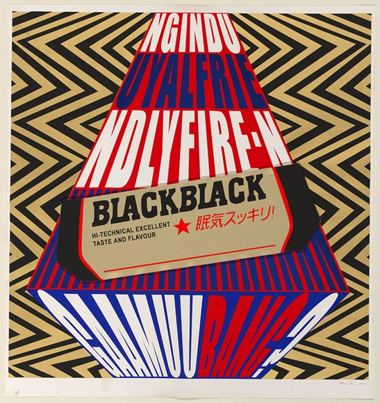 Artist: b'Andrew, Brook.' | Title: b'Blackblack' | Date: 2005 | Technique: b'screenprint, printed in colour, from four stencils with variations on background, three with gold silver variations on pack' Artist: b'Andrew, Brook.' | Title: b'Blackblack' | Date: 2005 | Technique: b'screenprint, printed in colour, from four stencils with variations on background, three with gold silver variations on pack'