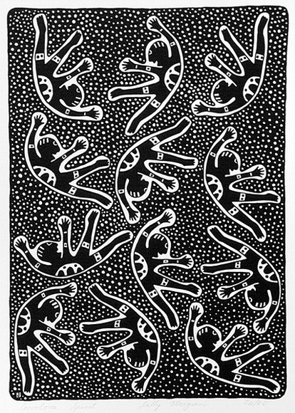 Artist: Morgan, Sally. | Title: Corroboree spirit | Date: 1988 | Technique: screenprint, printed in black ink, from one stencil