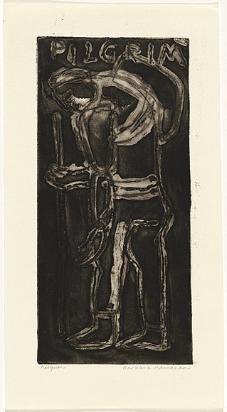Artist: b'HANRAHAN, Barbara' | Title: b'Dreamer' | Date: c.1960 | Technique: b'aquatint, printed in black ink, from one plate' Artist: b'HANRAHAN, Barbara' | Title: b'Dreamer' | Date: c.1960 | Technique: b'aquatint, printed in black ink, from one plate'