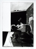 Artist: BALDESSIN, George | Title: The cage (figure in enclosure). | Date: 1966 | Technique: etching and aquatint, printed in black ink, from one plate