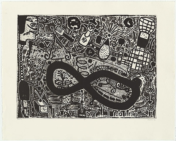Artist: b'SANSOM, Gareth' | Title: b'Go' | Date: 1994 | Technique: b'etching, printed in black ink, from one plate' Artist: b'SANSOM, Gareth' | Title: b'Go' | Date: 1994 | Technique: b'etching, printed in black ink, from one plate'