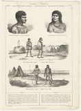 Title: bNaturel de l'Australie; Femme Australi\xc3\xa9nne; Naturels du port Roi Georges; Naturels de la Baie Jervis | Date: c.1840 | Technique: b'lithograph, printed in black ink, from one stone [or plate]'