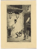 Artist: LINDSAY, Lionel | Title: Gamecocks, Spain | Date: 1919 | Technique: etching, printed in black ink with plate-tone, from one plate | Copyright: Courtesy of the National Library of Australia