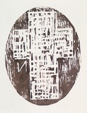 Artist: Nixon, John. | Title: not titled | Date: 1985 | Technique: woodcut, printed in red-brown ink, from one block