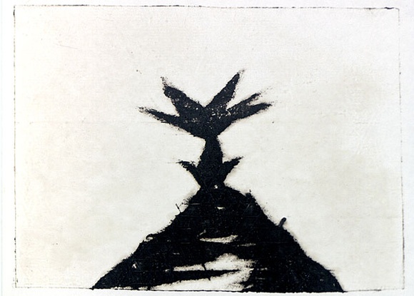 Artist: b'Roberts, Neil.' | Title: b'Eruptions 13' | Date: 1991 | Technique: b'pigment-transfer, printed in brown ink, from one bitumen paper plate' Artist: b'Roberts, Neil.' | Title: b'Eruptions 13' | Date: 1991 | Technique: b'pigment-transfer, printed in brown ink, from one bitumen paper plate'