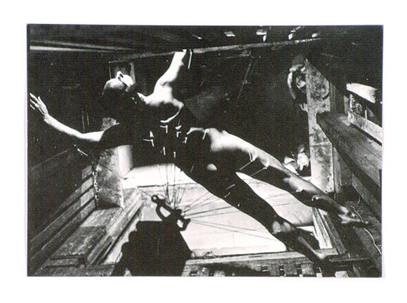 Artist: b'STELARC' | Title: b'Up/ down: event for shaft suspension performed at Hardware Street Studio, Melbourne 17 August, 1980.' | Date: 1980 | Technique: b'offset-lithograph on rubber stamps on collage on typscript' | Copyright: b'Courtesy the artist, Stelarc and Sherman Galleries, Sydney' Artist: b'STELARC' | Title: b'Up/ down: event for shaft suspension performed at Hardware Street Studio, Melbourne 17 August, 1980.' | Date: 1980 | Technique: b'offset-lithograph on rubber stamps on collage on typscript' | Copyright: b'Courtesy the artist, Stelarc and Sherman Galleries, Sydney'