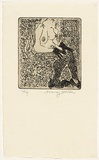 Artist: WALKER, Murray | Title: (Seated female nude with gloves, stockings, shoes) | Technique: etching, printed in black ink, from one plate