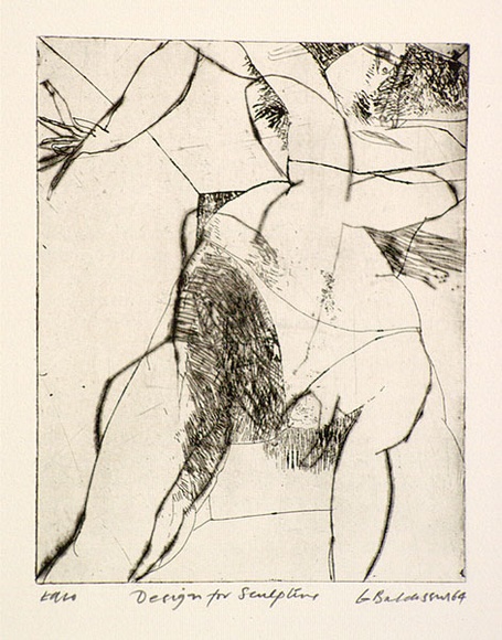 Artist: b'BALDESSIN, George' | Title: b'Design for sculpture.' | Date: 1964 | Technique: b'etching and drypoint, printed in black ink, from one copper plate' Artist: b'BALDESSIN, George' | Title: b'Design for sculpture.' | Date: 1964 | Technique: b'etching and drypoint, printed in black ink, from one copper plate'