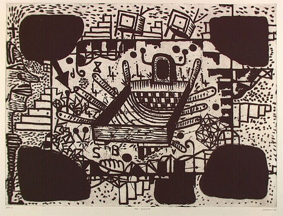 Artist: b'SANSOM, Gareth' | Title: b'The bunker' | Date: 1994, January - March | Technique: b'aquatint, printed in black ink, from one plate' Artist: b'SANSOM, Gareth' | Title: b'The bunker' | Date: 1994, January - March | Technique: b'aquatint, printed in black ink, from one plate'