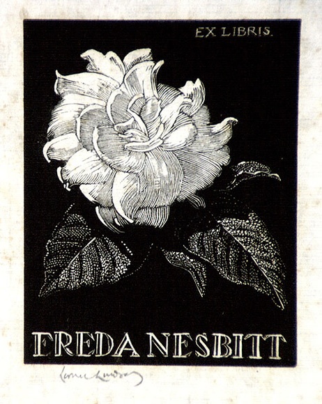 Artist: b'LINDSAY, Lionel' | Title: b'Book plate: Freda Nesbitt' | Date: 1940 | Technique: b'wood-engraving, printed in black ink, from one block' | Copyright: b'Courtesy of the National Library of Australia' Artist: b'LINDSAY, Lionel' | Title: b'Book plate: Freda Nesbitt' | Date: 1940 | Technique: b'wood-engraving, printed in black ink, from one block' | Copyright: b'Courtesy of the National Library of Australia'