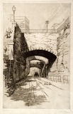 Artist: Coffey, Alfred. | Title: Argyle cut, old Sydney. | Date: 1910 | Technique: etching, printed in warm black ink with plate-tone, from one plate