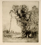 Artist: LONG, Sydney | Title: On the Wandle | Date: 1920 | Technique: line-etching and drypoint, printed in black ink, from one zinc plate | Copyright: Reproduced with the kind permission of the Ophthalmic Research Institute of Australia