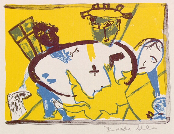 Artist: b'Allen, Davida' | Title: bI'm just like a priest when I paint | Date: 1991, July - September | Technique: b'lithograph, printed in colour, from three stones' Artist: b'Allen, Davida' | Title: bI'm just like a priest when I paint | Date: 1991, July - September | Technique: b'lithograph, printed in colour, from three stones'
