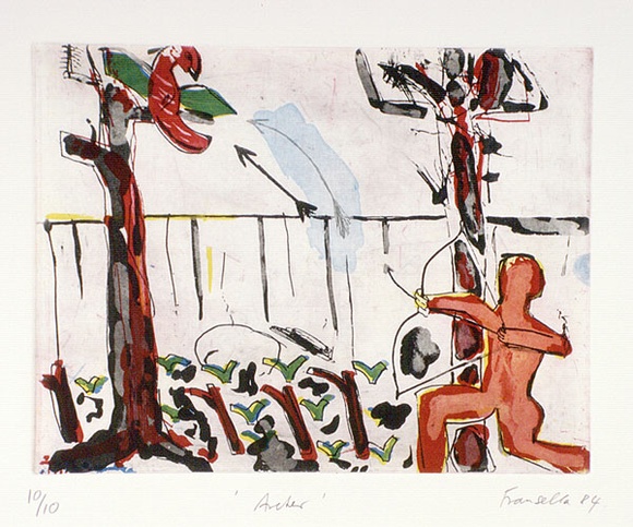 Artist: Fransella, Graham. | Title: Archer. | Date: 1984 | Technique: etching and aquatint printed in colour | Copyright: Courtesy of the artist