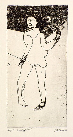Artist: b'BALDESSIN, George' | Title: b'Wheel of fortune.' | Date: 1964 | Technique: b'etching, printed in black ink, from one plate' Artist: b'BALDESSIN, George' | Title: b'Wheel of fortune.' | Date: 1964 | Technique: b'etching, printed in black ink, from one plate'