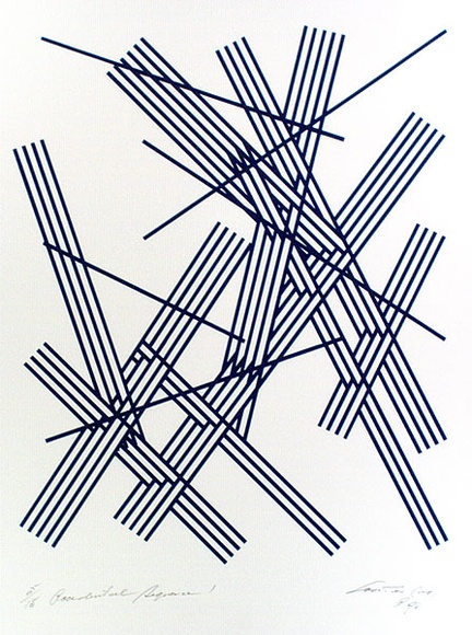 Artist: b'Croston, Doug' | Title: b'Accidental sequence 1.' | Date: 1978, February | Technique: b'screenprint, printed in blue ink, from one stencil' | Copyright: b'Courtesy of the artist' Artist: b'Croston, Doug' | Title: b'Accidental sequence 1.' | Date: 1978, February | Technique: b'screenprint, printed in blue ink, from one stencil' | Copyright: b'Courtesy of the artist'