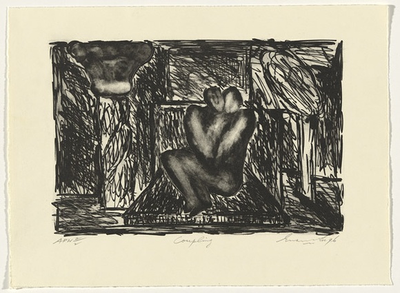 Artist: b'Lee, Graeme.' | Title: b'Coupling' | Date: 1996, September | Technique: b'lithograph, printed in black ink, from one stone' Artist: b'Lee, Graeme.' | Title: b'Coupling' | Date: 1996, September | Technique: b'lithograph, printed in black ink, from one stone'