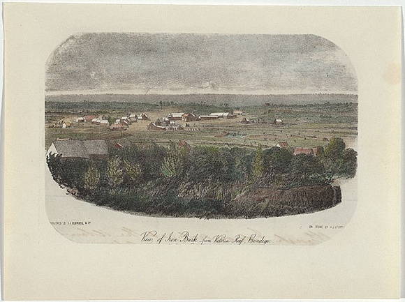 Title: b'View of Iron Bark from Victoria Reef, Bendigo.' | Date: c.1855 | Technique: b'lithograph, printed in black ink, from one stone; hand-coloured' Title: b'View of Iron Bark from Victoria Reef, Bendigo.' | Date: c.1855 | Technique: b'lithograph, printed in black ink, from one stone; hand-coloured'