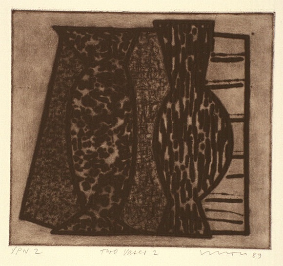Artist: Lincoln, Kevin. | Title: Two vases 2. | Date: 1989 | Technique: etching, printed in black ink with plate-tone, from one plate
