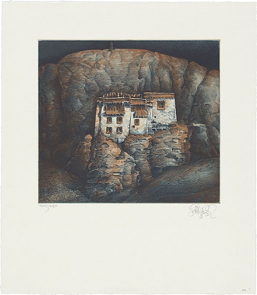 Artist: b'SCHMEISSER, Jorg' | Title: b'Shergol' | Date: 1985 | Technique: b'etching and aquatint, printed in colour, from two plates' | Copyright: b'\xc2\xa9 J\xc3\xb6rg Schmeisser' Artist: b'SCHMEISSER, Jorg' | Title: b'Shergol' | Date: 1985 | Technique: b'etching and aquatint, printed in colour, from two plates' | Copyright: b'\xc2\xa9 J\xc3\xb6rg Schmeisser'