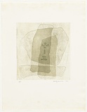 Artist: b'Cameron, Dorothy.' | Title: b'not titled [green shapes]' | Date: 1977 | Technique: b'soft-ground etching, printed in green ink, from one plate'