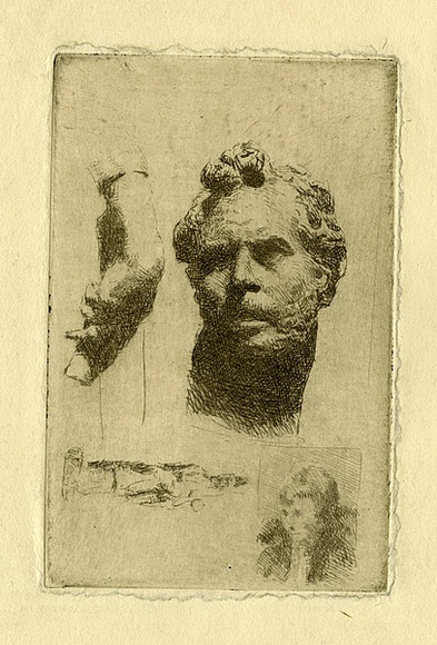 Artist: b'Farmer, John.' | Title: b'(Studies).' | Date: (1950s) | Technique: b'etching, printed in black/brown ink with plate-tone, from one plate' Artist: b'Farmer, John.' | Title: b'(Studies).' | Date: (1950s) | Technique: b'etching, printed in black/brown ink with plate-tone, from one plate'