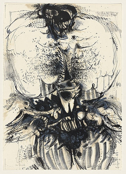 Artist: b'Hessing, Leonard.' | Title: b'The jungle' | Date: 1964 | Technique: b'lithograph, printed in colour, from three zinc plates' Artist: b'Hessing, Leonard.' | Title: b'The jungle' | Date: 1964 | Technique: b'lithograph, printed in colour, from three zinc plates'