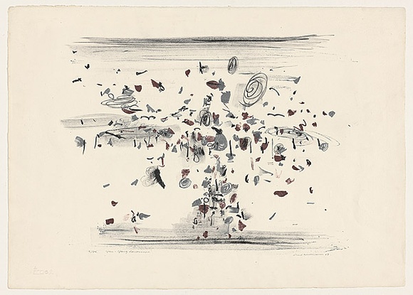 Artist: b'WILLIAMS, Fred' | Title: b'You Yangs landscape' | Date: 1963 | Technique: b'lithograph, printed in colour, from three zinc plates' | Copyright: b'\xc2\xa9 Fred Williams Estate' Artist: b'WILLIAMS, Fred' | Title: b'You Yangs landscape' | Date: 1963 | Technique: b'lithograph, printed in colour, from three zinc plates' | Copyright: b'\xc2\xa9 Fred Williams Estate'