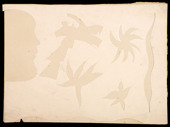 Artist: b'Blackman, Charles.' | Title: b'Stencil for not titled (profile, palm trees).' | Date: c.1952 | Technique: b'hand cut paper stencil' Artist: b'Blackman, Charles.' | Title: b'Stencil for not titled (profile, palm trees).' | Date: c.1952 | Technique: b'hand cut paper stencil'