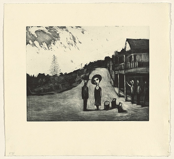 Artist: b'Shead, Garry.' | Title: b'Thirroul' | Date: 1994-95 | Technique: b'etching and aquatint, printed in black ink, from one plate' | Copyright: b'\xc2\xa9 Garry Shead' Artist: b'Shead, Garry.' | Title: b'Thirroul' | Date: 1994-95 | Technique: b'etching and aquatint, printed in black ink, from one plate' | Copyright: b'\xc2\xa9 Garry Shead'