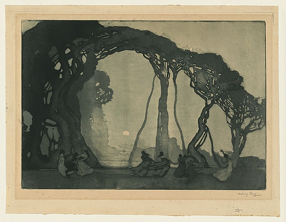 Artist: b'Long, Sydney.' | Title: b'Fantasy' | Date: 1919 | Technique: b'aquatint and drypoint, printed in green ink with plate-tone, from one copper plate' | Copyright: b'Reproduced with the kind permission of the Ophthalmic Research Institute of Australia'