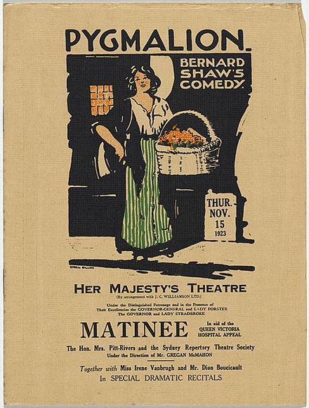 Artist: b'Dillon, Cyril.' | Title: b'Theatre programme: Pygmalion.' | Date: 1923 | Technique: b'linocut, printed in colour, from multiple blocks' | Copyright: b'\xc2\xa9 The Estate of Cyril Dillon' Artist: b'Dillon, Cyril.' | Title: b'Theatre programme: Pygmalion.' | Date: 1923 | Technique: b'linocut, printed in colour, from multiple blocks' | Copyright: b'\xc2\xa9 The Estate of Cyril Dillon'